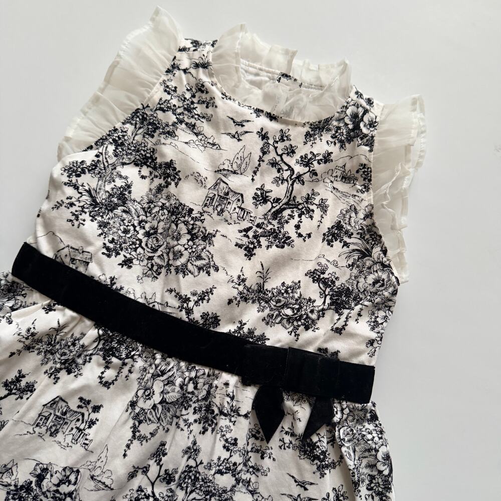Janie and Jack Ruffle Trim Toile Dress - Size 4 - Excellent - Picture 7 of 9